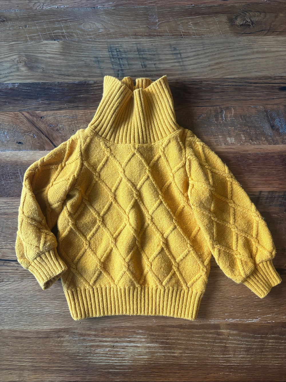 Janie and Jack Mustard Yellow Cable Knit Turtleneck Sweater 2T